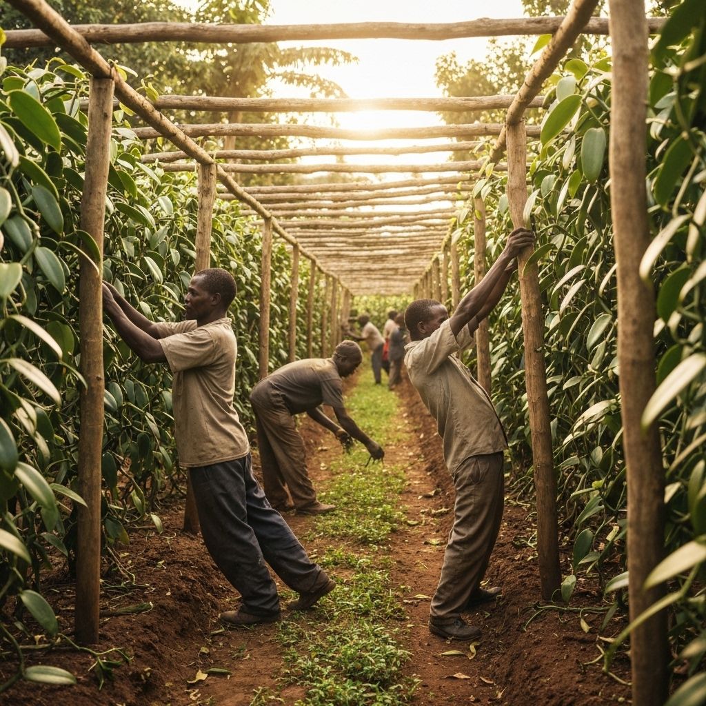 Vanilla beans harvest